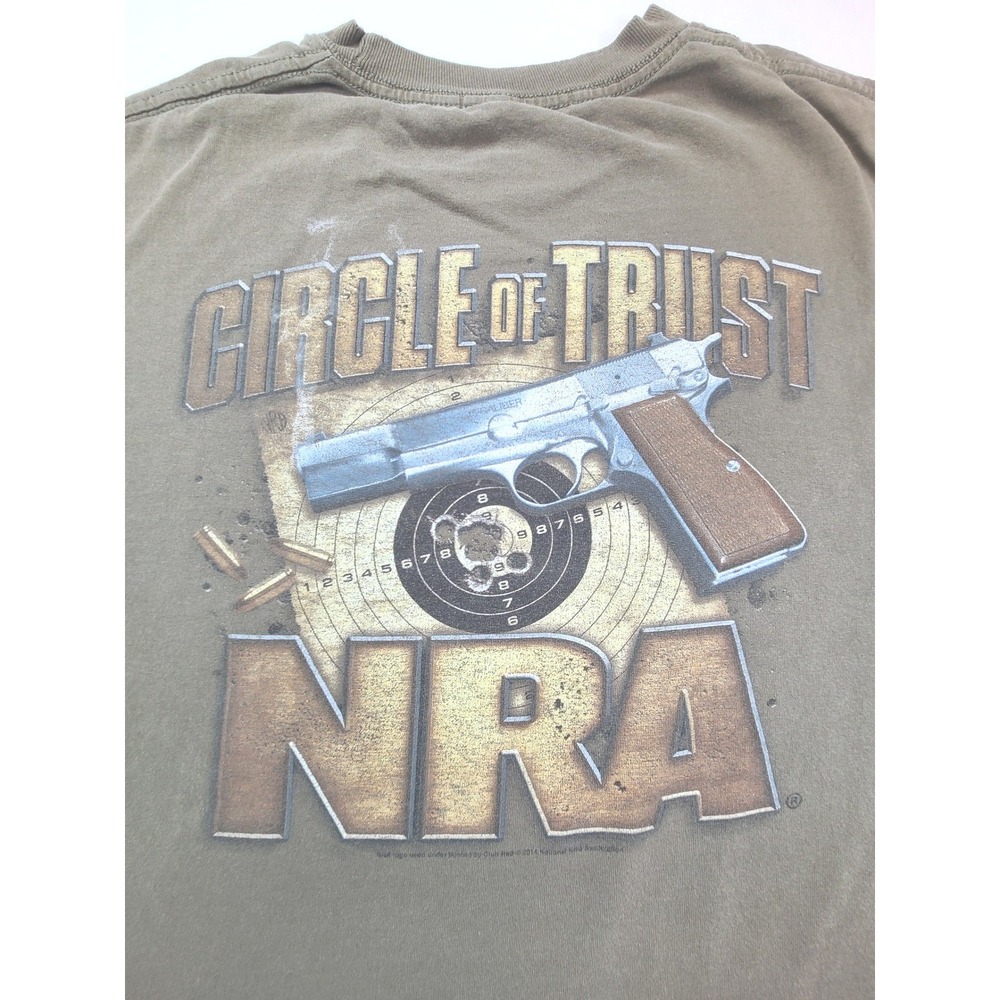 NRA‎ Circle of Trust Graphic T Shirt Mens XL Olive Green Pistol Target